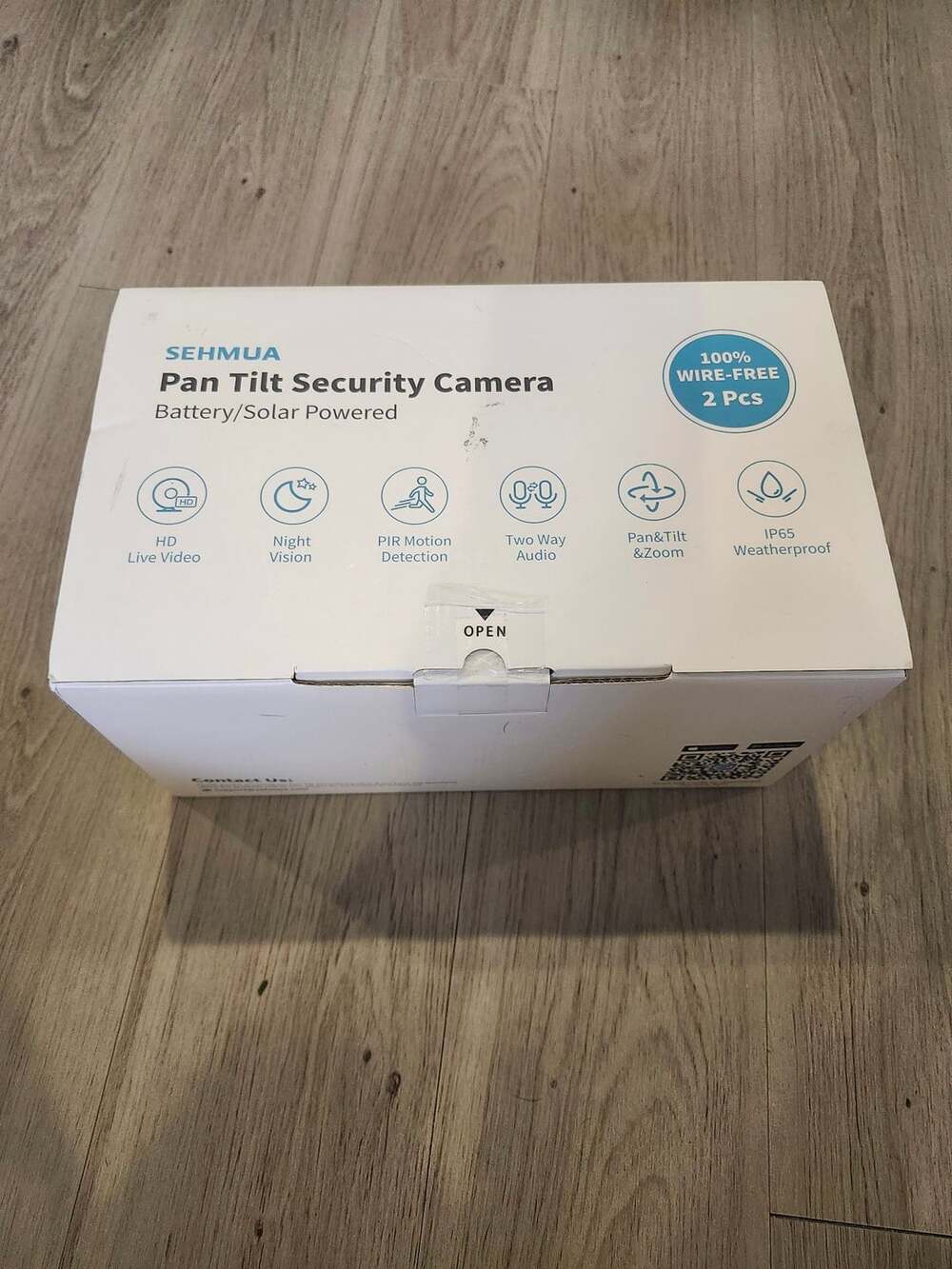 SEHMUA Pan Tilt Security Camera Battery/Solar Powered 2 Pcs